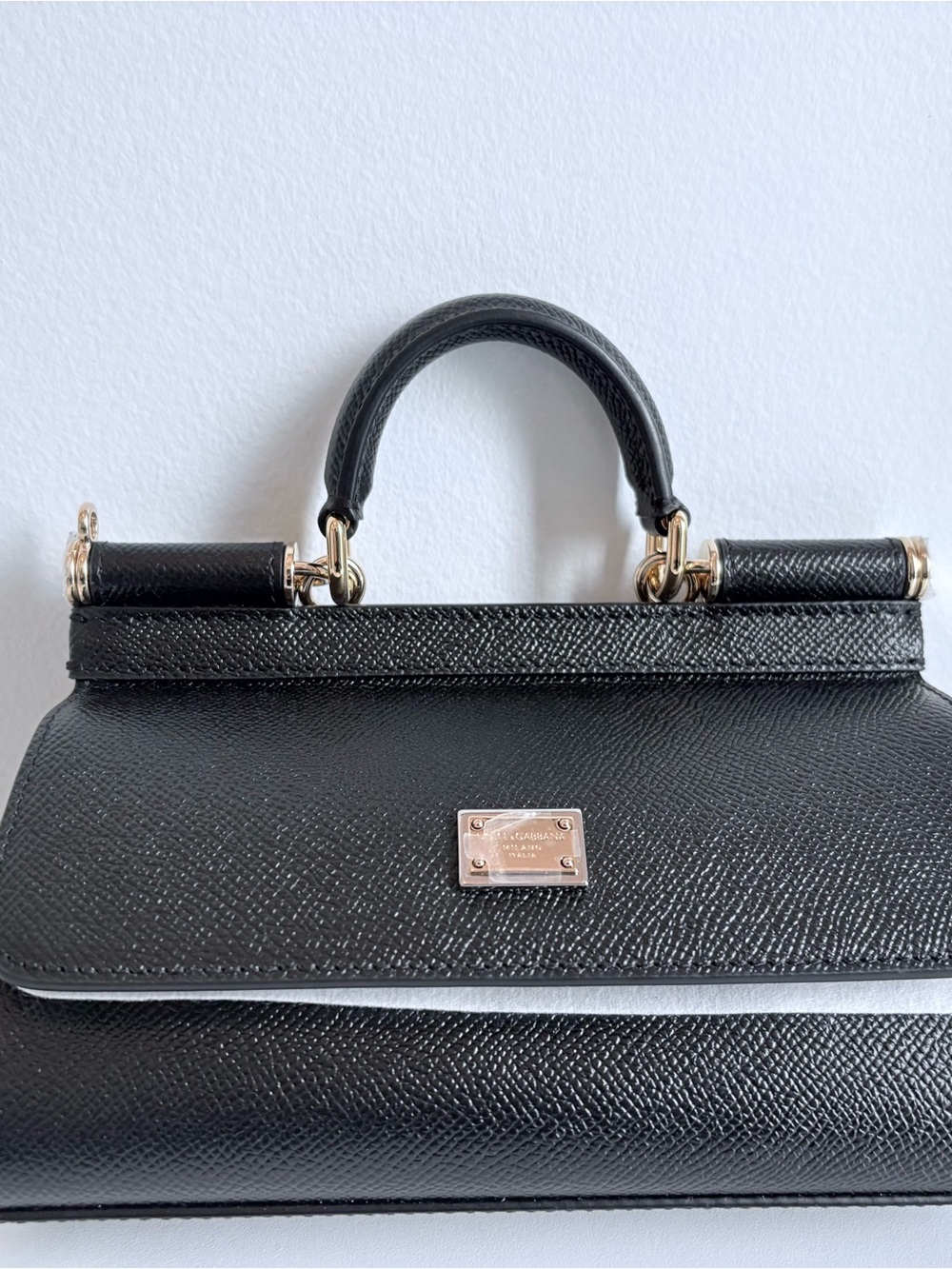 NWT - Dolce & Gabbana Black Sicily Mini Dauphine Leather Handbag - Picture 5 of 13